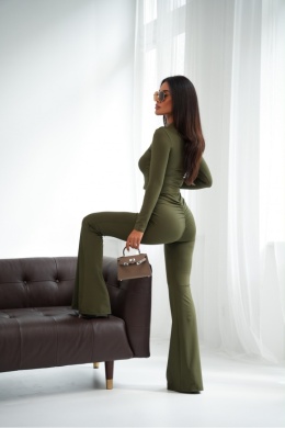 Legginsy z marszczeniem SLAY | khaki, brąz
