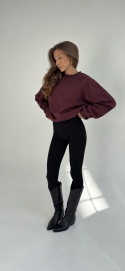 ocieplana bluza bez kaptura MUA SHORT | pasy, wino, brąz, czerwień