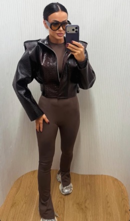 Legginsy z zapięciami SLAY | ciemny brąz, śliwka,czarny